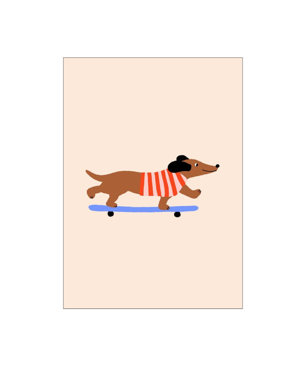 Maren Gross Dachshund on Skateboard plakat